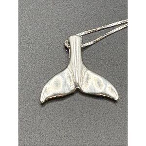 Sterling Silver Whale Tale Pendant, Necklace, Handmade, Artisan, 18", NEW